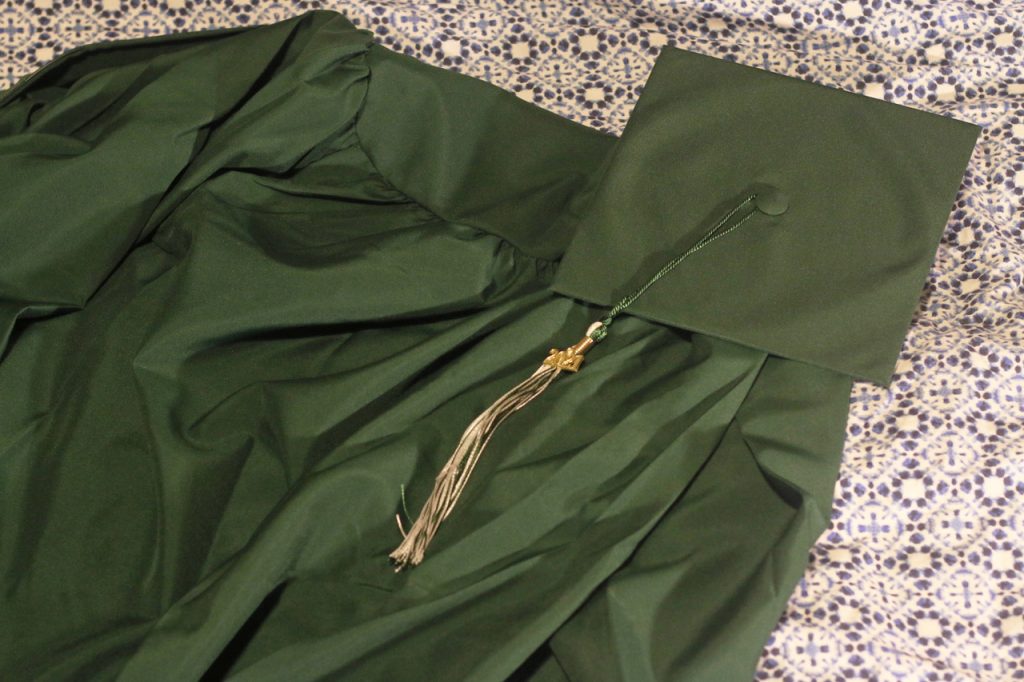Graduation Cap, Gown and Tassel Set: Shiny Finish